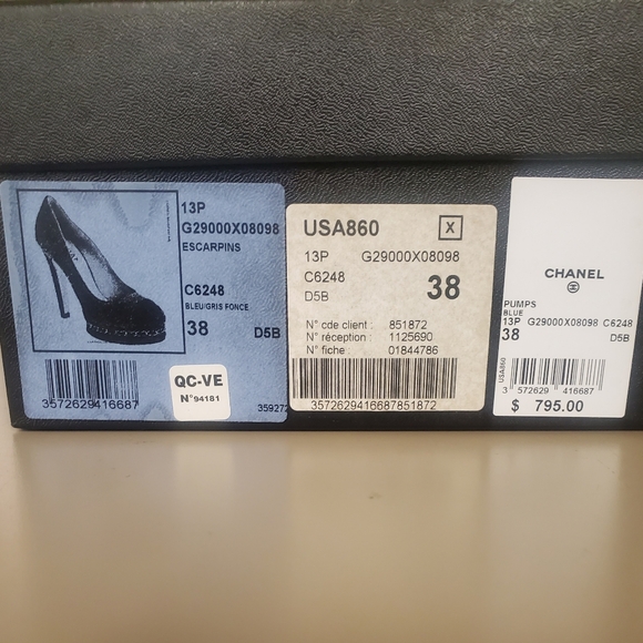 Chanel Denim & Chainlink Pumps $420 - worn once Sz 7.5 - Picture 7 of 8